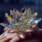 Bouquet de fleurs de lotus en cristal - Grande taille - Artisanat - Décoration pour la maison - De toutes les couleurs - Cadeau pour un anniversaire, un mariage, Verre cristal, jaune