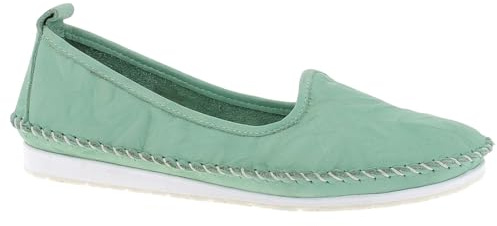 Andrea Conti Damen Slipper Mokassin aus weichem Leder im Boho Style 0027449, Größe:41 EU, Farbe:Grün