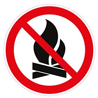 1 x Aufkleber Warnzeichen Lagerfeuer Anzünden Verboten Lager Feuer Grillen SOS