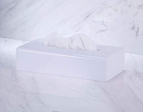 VINN Dunn Tissue Box, Rechteck Gesichts Gewebs Spender Halter Kleenex Flache Serviette Spender für Bad Vanity Countertops (weiß)