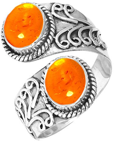 Echter 925 Sterling Silber Handgefertigter Schmuck Oval Amethyst, Achat, Granat, Kristall Natürlicher Edelstein Boho Ring für Frauen