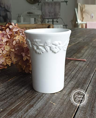 Flair Vitrine Zahnputzbecher Becher -Pansy White- Keramik weiß Bad Nostalgie Landhaus Shabby French