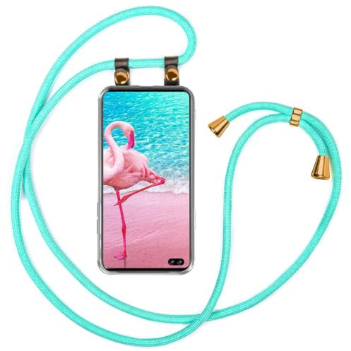 moex Handykette für Samsung Galaxy S10 Plus Hülle mit Band abnehmbar, Handyhülle mit Kette zum Umhängen, Handyband Kordel Umhängehülle, Necklace Handy Umhängeband, Türkis