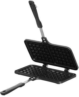 Baffect Waffle Maker Mini Waffle Iron, Deep Fill Non-Stick Plates Teflon Coating for Easy Clean, 2 Slice Waffle Iron Waffle Baking Pan for Kitchen Stovetop Gas