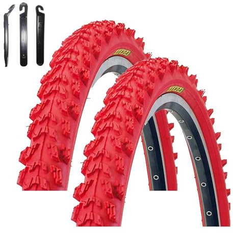 2 x Kenda 24 Pyscho K-829 MTB Fahrradreifen in Rot 50-507 (24 x 1,95) inkl. maxxi4you Reifenheber