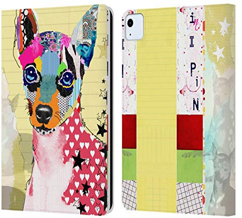 Head Case Designs Offizielle Michel Keck Mini Pinscher Hunde 3 Leder-Wallet-Hülle Kompatibel mit Apple iPad Air 11 2020/2022/2024/2025