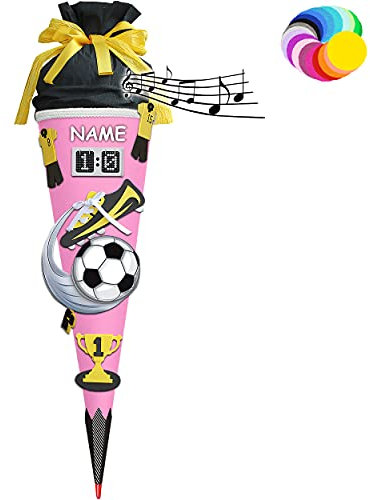 alles-meine.de GmbH Bastelset mit Sound - Schultüte Farbe & Größe wählbar 70/85 / 100 cm - Fussball - inkl. Name - Farbe frei wählbar - Bastelschultüte - Zuckertüte zum sel..