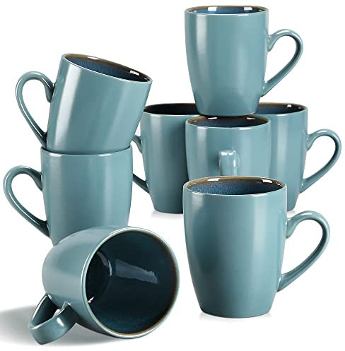 Kaffeetassen Steingut, vancasso BUBBLE 8-teiliges Tassen Set, 380ml Kaffeebecher mit Henkel