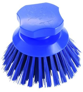 Hag Bürsten FC87432 Knopfbürste mit Polyesterbesatz, 120mm Durchmesser, 90mm Höhe, Blau, 5 Stück