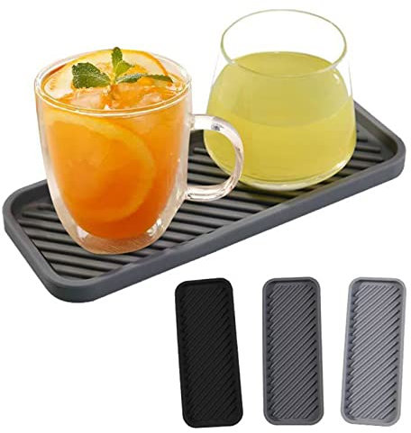 BROSEBEAQ 2 Stück Spülbecken Organizer,Ablaufwanne für Spülbecken,Abflussschale aus Silikon,Badezimmer Aufbewahrungsablauf,Küchenabfluss Pad Besteck Tasse Tablett (Grau)