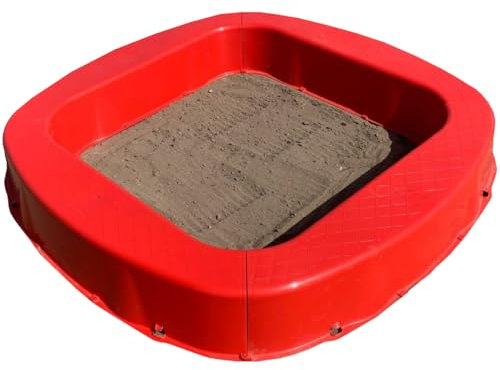 BURI Sabbiera Premium in plastica 150 x 150 x 20 cm, rosso, Made in Germany – Robusta scatola per buddel, per giardino, giocattolo per bambini da costruire con sabbia o ghiaia, molto stabile e di alta