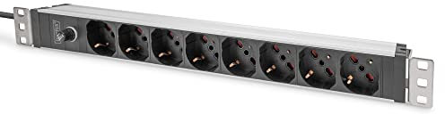 DIGITUS DN-95410-IT - 19 multiple socket outlet - 8 outlets - 1U - IEC C14 input - Italian version - back-up fuse - 250VAC 50/60Hz - 10A - 2500W - For 19 network and server cabinets