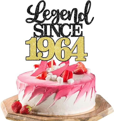 1 Stück Aufschrift Legend Since 1965 Tortenaufsatz 60 Kuchen Topper Glitter alles Gute zum 60. Geburtstag Kuchen Pick 60 Fabulous Tortendekorationen für Prost zum 60