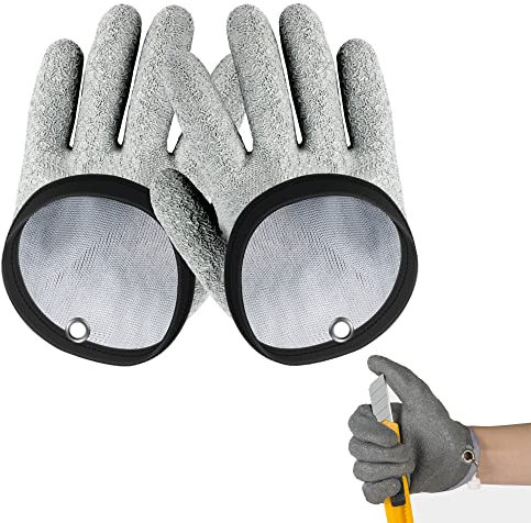 2 Stück Fisch Fang Handschuhe Angelhandschuhe Jagdhandschuhe Schützen die Hand vor Stichverletzungen Für Den Sicheren Umgang Mit Hecht, Wels, Austern,Krabbe,Zander, Angelzubehör leichte Tragbarkeit