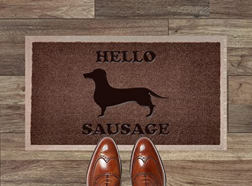 Artisan Kiss Dark Brown Nylon Door Floor Mat Anti Slip Backing 70x40cm Gifts Presents Wedding Novelty (70 x 40 cm,Hello Sausage)