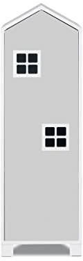 KONSIMO MIRUM Kinderzimmer Möbel 40x126x45cm - Kindermöbel - Kleiderschrank - Grau Schrank für Kinderzimmer - Hausförmiges Möbelstück - Bücherregal für Mädchen und Jungen