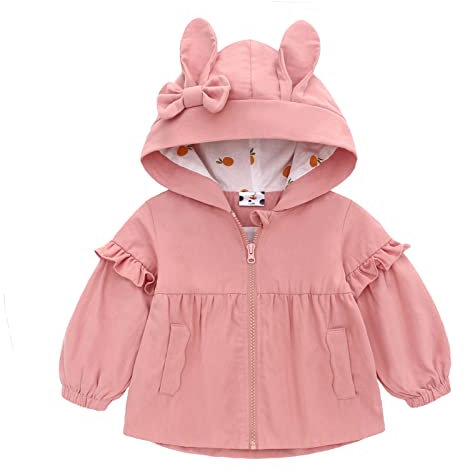 famuka Giacche Bambine e ragazze Giacca a Vento Bambina Coniglietto Cappotto (Rosa, 9M)