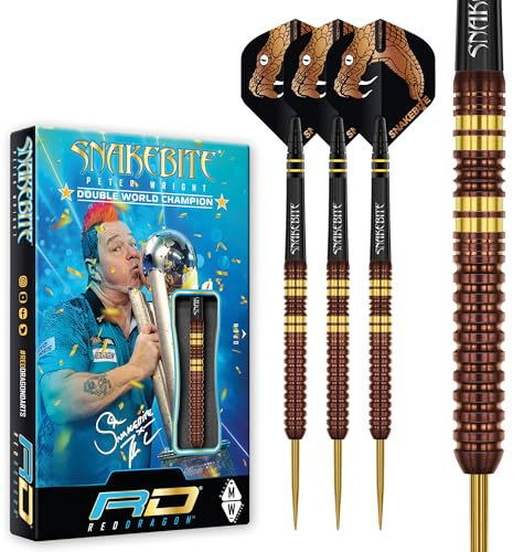 RED DRAGON Peter Snakebite Wright Copper Fusion 21 Gramm Premium Wolfram Darts Set mit Flüge und Stielen