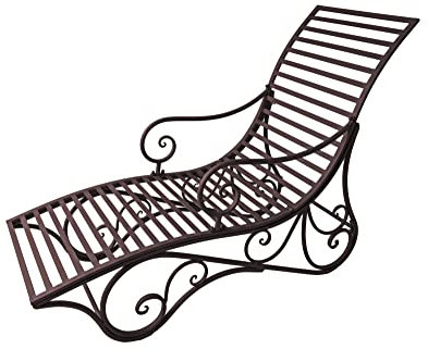 Liegebank KUWA Metall Rost-Optik antik Look Gartenbank Garten Bank Parkbank Holz