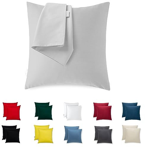 Kissenbezug 35x35 – Mikrofaser Oeko-TEX Zertifiziert – Grau – 2er Set Kissenbezüge für Kissen 35 x 35 Weich & Atmungsaktiv – Kissenhülle Hypoallergen und Waschbar mit Verdecktem Reißverschluss