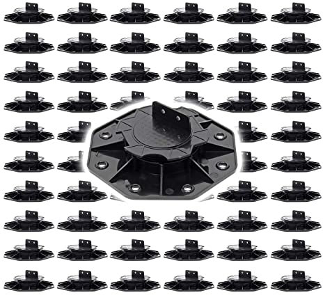 XPOtool Lot de 60x Plots de terrasse – Charge 2700 kg – Hauteur réglable 18-25 mm – en PP – Pieds de support pour Lames Dalles Lambourdes
