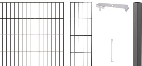 Alberts 664992 Zaungabionen Cluster | verschiedene Längen und Höhen | zum Einbetonieren | anthrazit | Mattenbreite 200 cm | Höhe 80 cm | Länge 8 m