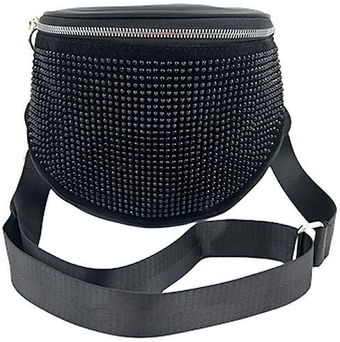 ayados Damen Crossbody Bag Bauchtasche Handtasche Schultergurt Cross body bag Tasche Strass Schultertasche Umhängetasche 250-02 (Schwarz/Schwarz)