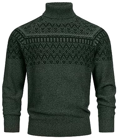 Indicode Herren INThomus Pullover mit Rollkragen aus Baumwolle | Strickpullover Army, M