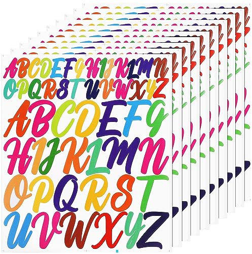 10 Blatt Vinyl Alphabet Aufkleber, 2,5/5cm Buchstaben Zum Aufkleben Selbstklebende Buchstaben für Poster Auto Fenster Briefkasten Basteln Heimwerken Kunst Herstellung Abziehbilder (Bunt)