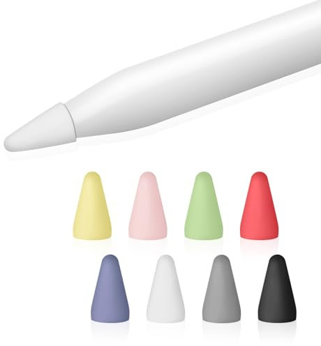 Vancle 8 Pack Spitzen Hülle für Apple Pencil 2. Generation & 1. Generation, rutschfeste Silikon Schreibfedern Schutzhülle kompatibel mit Apple Pencil