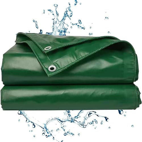 HUHJYUGE Lona de Proteccion PVC 4x8m, Lona Impermeable Exterior, Lona Piscina con Ojales y Esquinas Reforzadas, Duradera Resistente a Los Rayos UV Desgarros, Multiusos