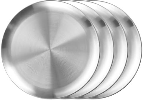 WOPPLXY Juego de 4 bandejas para pizza, diámetro 30 cm, bandeja para hornear pizza, bandeja redonda para pizza de acero inoxidable para hornear en el horno, fácil de limpiar y apta para lavavajillas