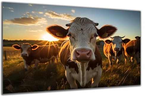 DARO Design - Wand-Bild auf 6mm HDF 40x30 cm Kuh auf Weide Kühe - Wand-Deko Bilder Geschenk