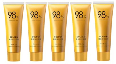 98.4% Gold Foil Peel Off Mask, Gold Foil Peel-Off Mask,Peel-Off Anti-Wrinkle Face Mask,Exfoliating Clean Blackhead Cutin,Gold Anti-Aging Face Mask for Deeply Cleans Moisturizing (5pcs)