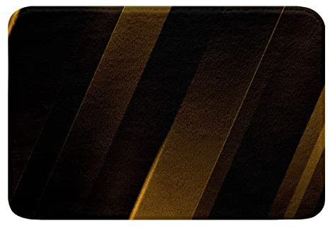 Fussmatte, Geometriestreifen Gold Schwarz Bodenmatte Resistente Schmutzfangmatte Waschbar Haustürmatte Für Badezimmer Haushalt Geschenk 40X60Cm