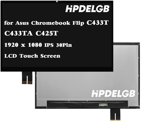 HPDELGB Repuesto para Asus Chromebook Flip C433T C433TA C425T LCD pantalla táctil de 14 pulgadas FHD 1920 x 1080 IPS 30Pin IPS