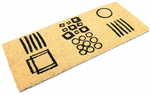 Casa Service ARCADE Zerbino Cocco Naturale Gradino 25x60 cm Fondo Gomma per ingresso e scale, Resistente Antiscivolo, da Interno o Esterno Coperto (B - Black)