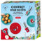 PARIS 2024 CMP, CJO1700, Box vaisselle Jetable Jour de Fete Mascotte, Produit Officiel sous Licence, 48 Pièces, 12 Gobelets, 24 pailles, 12 Assiettes, Kit vaisselle Jetable