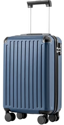 COOLIFE Kabinenkoffer 55X35X20cm für Ryanair Flugzeug Handgepäck Kabinengepäck Hartschalenkoffer mit TSA-Schloss und 4 Zwillingsrollen (Dunkelblau, 55 x 35 x 20cm)