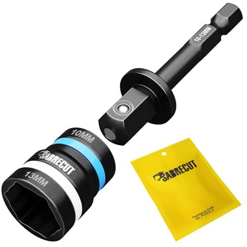 1 destornillador magnético SabreCut SCDIN10-13 de doble tamaño de 10 mm y 13 mm de largo, reversible, 2 en 1, fácil de limpiar, para taladros y destornilladores de impacto