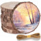 GOMETY 8 Stück Natürliche Holzscheiben, 14-15CM Durchmesser Ca.10MM Dicke DIY Rund Baumscheiben mit Bindfaden, Kiefernholz Astscheiben mit Rinde und Ohne Loch für Kunst Dekoration Untersetzer Holz