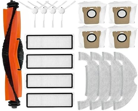 17 Piezas compatibles con Xiaomi Robot Vacuum X10, aspiradora robótica, Piezas de Repuesto Accesorios, Cepillo Lateral Principal, trapeador, Trapos, Bolsas de Polvo, Accesorios de Repuesto