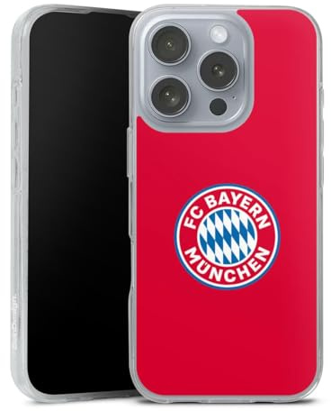 Silikon Hülle kompatibel mit Apple iPhone 16 Pro Case transparent Handyhülle FC Bayern München FCB Logo