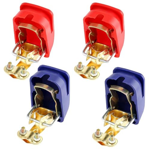 2 Paar Batterieklemmen 12V KFZ Auto Batteriepolklemmen Batterieklemme Schnellklemmen Polklemmen Batterieklemmen Set Boot PKW Autobatterie Klemmen für Auto Motorrad Truck Boot Rot Blau