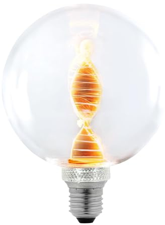 Suprema Dekorative LED-Glühbirne in Tropfenform mit beleuchtetem DNA-Lichteffekt, E27, 130 lm, 220–240 V, warmes Licht 1800 K, 3,5 W (transparent, 60x112 Mm)