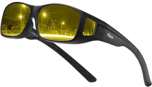DUCO Polarisierte Nachtfahrtbrille Überbrille für Korrektionsbrille für Brillenträger Polarisierte Nachtsichtbrille 8953Y (L,Mattschwarz)