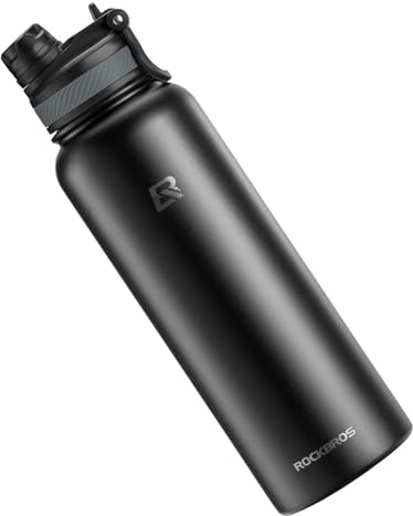 ROCKBROS Bouteille d'eau, Gourde Inox 550/650/1000/1200ml, Bouteille Isotherme Anti-fuite, Bidon Vélo pour Cyclisme Fitness Randonnée Camping Gym Yoga Sport en Plein air