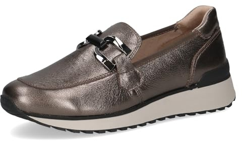 Caprice Damen Slipper aus Leder Bequem, Metallisch (Piombo Metal), 39 EU
