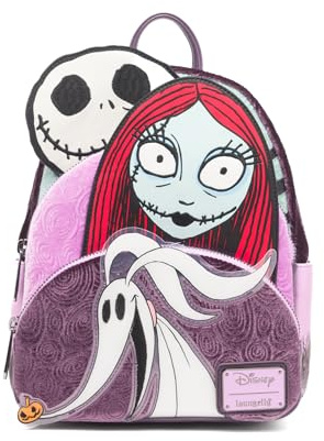 Loungefly Disney Nightmare Before Christmas Glow in the Dark Jack, Sally and Zero Womens Backpack, Multicolor, One Size, Wdbk3801