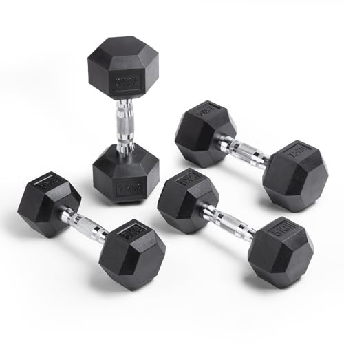 LIONSCOOL Geruchsfreie PVC-ummantelte Hexagon-Hanteln (Kombi-Set: 5 + 7,5 KG)